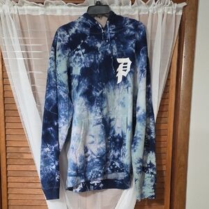 Blue Tie-Dye Hoodie with Logo
